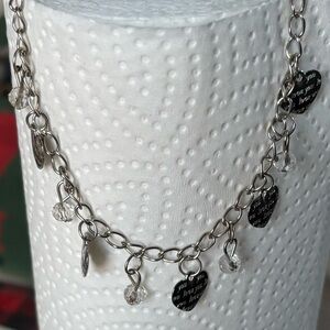 Silver Heart Charm Bracelet "love you"